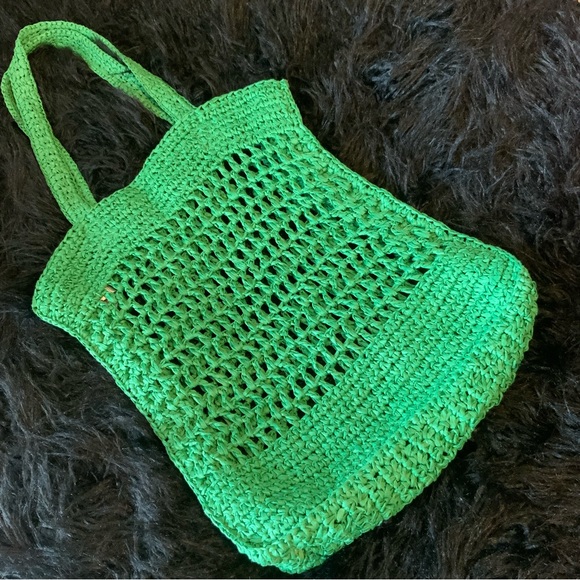 H&M straw tote in green - Picture 4 of 11